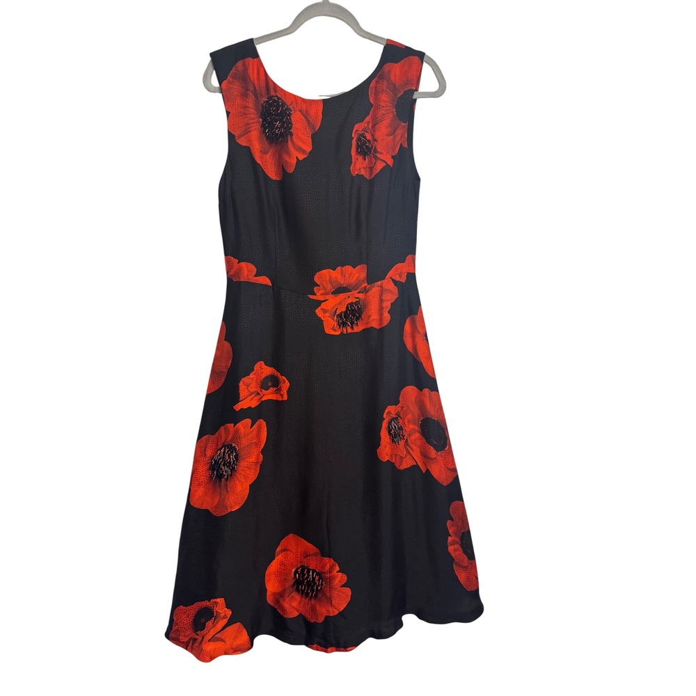 Tracy Reese Michelle Obama Poppy Dress Black Red Floral Silk Jacquard Midi 2013 - Picture 2 of 4